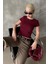 Bordo Geniş Yaka Fittili Basic Kadın T-Shirt MG2293 1