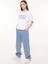 Bisiklet Yaka Baskılı Beyaz Kadın T-Shirt J0708 3
