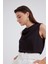 Degaje Yaka Kolsuz Bluz - Siyah 4