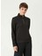 Siyah Kadın Fermuarlı Basic Düz Sweatshirt 1093065 1