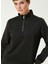Siyah Kadın Fermuarlı Basic Düz Sweatshirt 1093065 2
