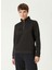 Siyah Kadın Fermuarlı Basic Düz Sweatshirt 1093065 4