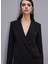 Siyah Kadın Kruvaze Yaka Standart Blazer 8S0483 2