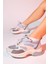 Crown Buz Pudra Multi Bağcıklı Kadın Kalın Taban Spor Sneakers 2