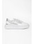Kadın Beyaz Gümüş Suni Deri Sneakers & Spor Ayakkabı 1