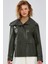 Simona Kadın Yeşil Oversize Deri Ceket 23WGD5119U4 2