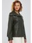Simona Kadın Yeşil Oversize Deri Ceket 23WGD5119U4 3