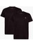 2 Pack Monologo T-Shırt Bisiklet Yaka Düz Siyah Erkek T-Shirt J30J3201990GO 2