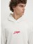 Beyaz Erkek Kapüşon Relaxed Düz Sweatshirt 50521070_DLOGOLONG 3
