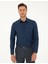 Lacivert Slim Fit Armürlü Uzun Kollu Gömlek 3