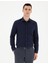 Lacivert Slim Fit Armürlü Uzun Kollu Gömlek 1