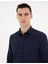 Lacivert Slim Fit Armürlü Uzun Kollu Gömlek 2