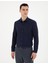 Lacivert Slim Fit Armürlü Uzun Kollu Gömlek 3