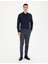 Lacivert Slim Fit Armürlü Uzun Kollu Gömlek 4