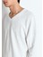 Beyaz Erkek V Yaka Oversize T-Shirt MSON02FGE25BLANC 2