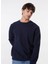 Lacivert Erkek Bisiklet Basic Düz Sweatshirt MML4WM-SWT9518 3