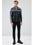 Takeoff Erkek Mavi Siyah Slim-Fit Deri Ceket 23WGM6511WF 1