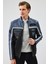 Takeoff Erkek Mavi Siyah Slim-Fit Deri Ceket 23WGM6511WF 2