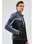 Takeoff Erkek Mavi Siyah Slim-Fit Deri Ceket 23WGM6511WF 4