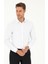 Beyaz Slim Fit Armürlü Uzun Kollu Gömlek 1