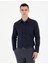 Lacivert Slim Fit Armürlü Uzun Kollu Gömlek 1