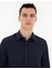 Lacivert Slim Fit Armürlü Uzun Kollu Gömlek 2