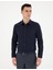 Lacivert Slim Fit Armürlü Uzun Kollu Gömlek 3