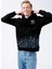 Kapüşonlu Relaxed Baskılı Siyah Erkek Şardonlu Sweatshirt E-Brush 1