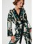 Yaprak Desenli Yeşil Triko Kimono Hırka 1