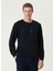 Lacivert Erkek Bisiklet Slim Fit Düz Sweatshirt 1092998 1