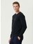 Lacivert Erkek Bisiklet Slim Fit Düz Sweatshirt 1092998 4