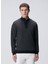 Siyah Erkek Fermuarlı Slim Fit Düz Sweatshirt 1091891 1