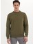 Haki Basic Bisiklet Yaka Pamuklu Regular Fit Erkek Sweatshirt Essentıals 1