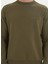 Haki Basic Bisiklet Yaka Pamuklu Regular Fit Erkek Sweatshirt Essentıals 2