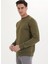 Haki Basic Bisiklet Yaka Pamuklu Regular Fit Erkek Sweatshirt Essentıals 4