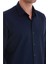 Lacivert Comfort Fit Düz 100% Pamuk Slim Yaka Uzun Kollu Spor Gömlek 5
