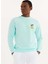 Açık Mavi Baskılı Bisiklet Yaka Pamuklu Regular Fit Erkek Sweatshirt Palm 1