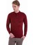 Bordo Comfort Fit Düz Polo Yaka Yünlü Kazak 2