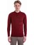 Bordo Comfort Fit Düz Polo Yaka Yünlü Kazak 3