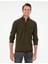 Haki Regular Fit Yarım Fermuarlı Polar Sweatshirt 1