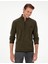 Haki Regular Fit Yarım Fermuarlı Polar Sweatshirt 3