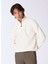 Ekru Erkek Fermuarlı Basic Düz Sweatshirt MML4WM-SWT9517 1