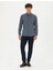 Lacivert Armürlü Slim Fit Kanvas Pantolon 3