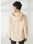 W-Alves Bej Kapüşon Yaka Relaxed Fit Nakışlı Kadın Sweatshirt 5