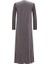 Antrasit Yanları Düğmeli Cupro Elbise T25Y-4052 2