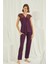 Kadın Bordo Kısa Kollu Pijama Takım 18420 1