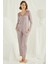 18434 Kadın Vizon Uzun Kollu Pijama Takım 3