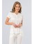 Kadın Ekru Yakası Düğmeli Pijama Takımı 3236 2