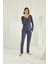 Kadın Lacivert Uzun Kollu Pijama Takım 18209 4