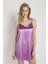 7270 Kadın Mor Askılı Saten Gecelik 1
